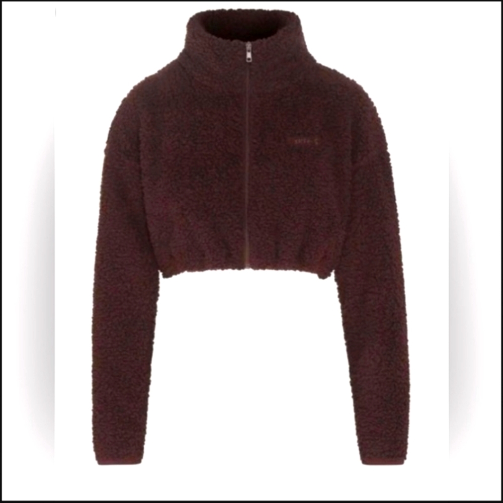 NWT SKIMS CROPPED SHERPA TEDDY JACKET ESPRESSO BROWN 3X